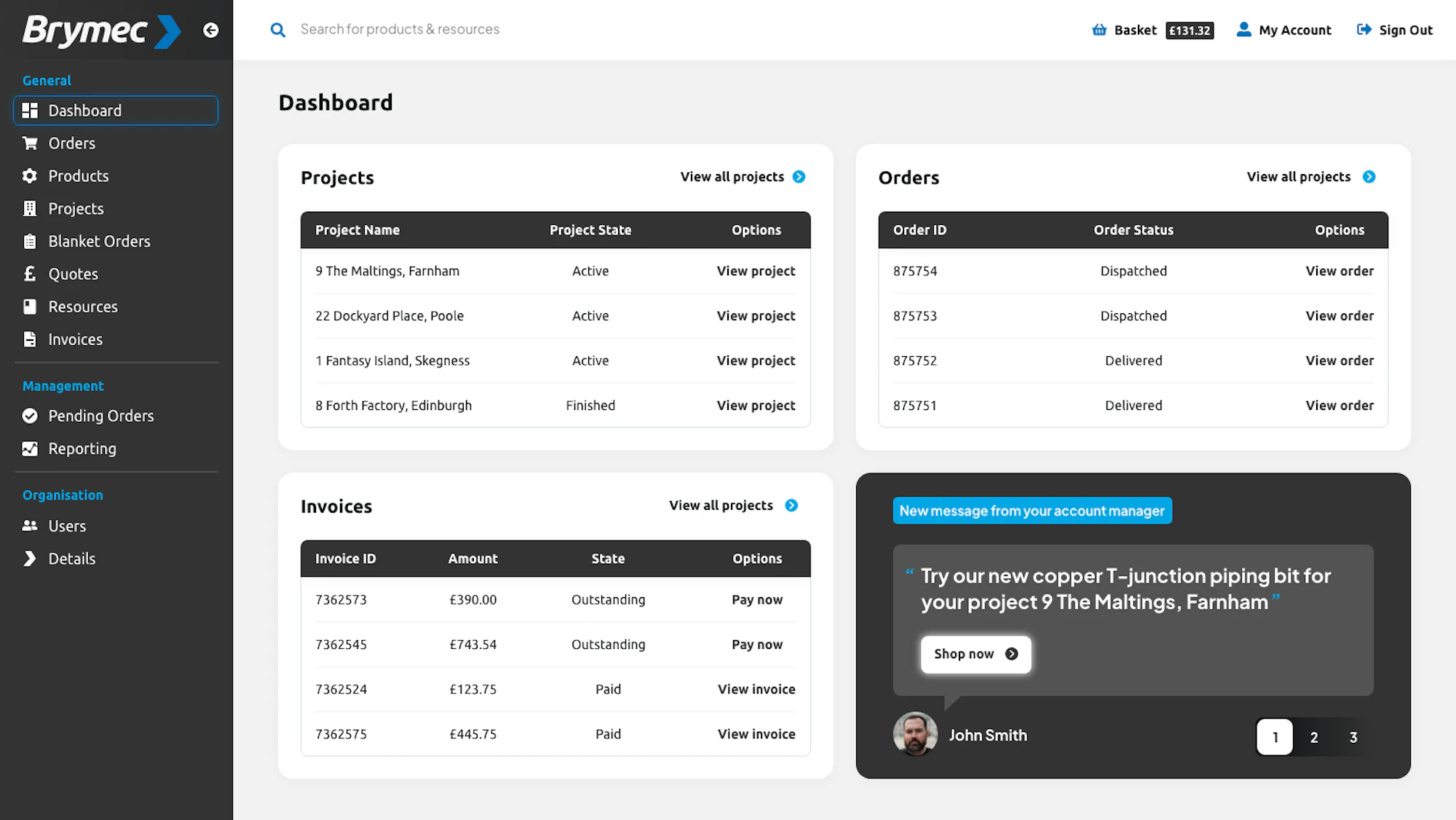 Brymec portal dashboard