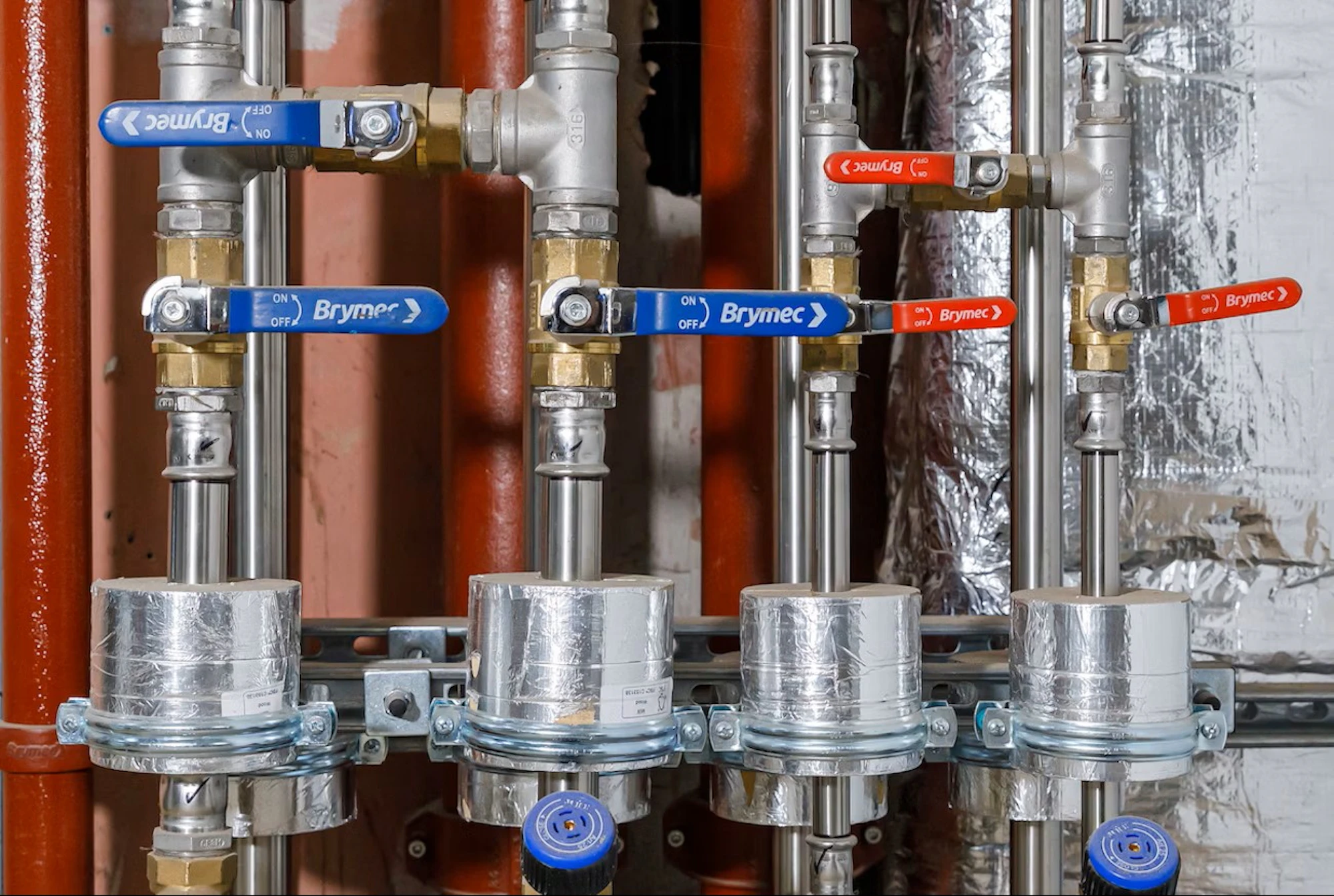 Plant room valves, Bournemouth Arts University