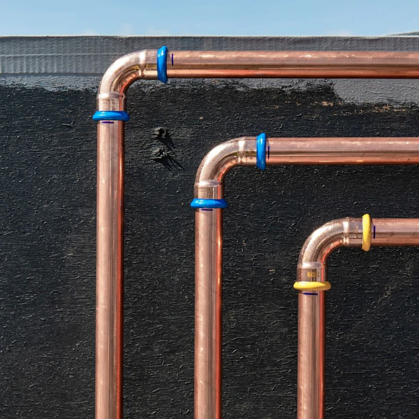 installed brymec copper press fittings and tube