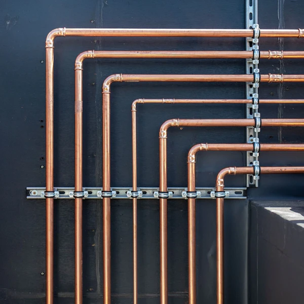 installed brymec copper press fittings and tube