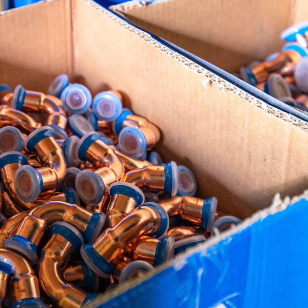 installed brymec copper press fittings and tube