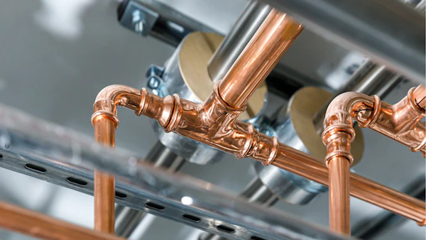 installed brymec copper press fittings and tube