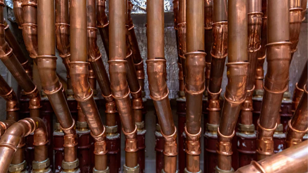 Brymec Copper Press Fit Gas tube and fittings installed in boiler room