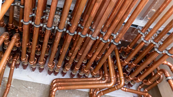 Brymec Copper Press Fit Gas tube and fittings installed in boiler room