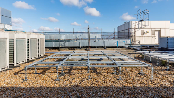 bryme duraframe modular rooftop support installed on roof on sunny day