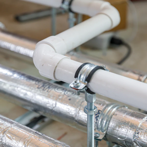 brymec white solvent weld waste pipe and fittings installed