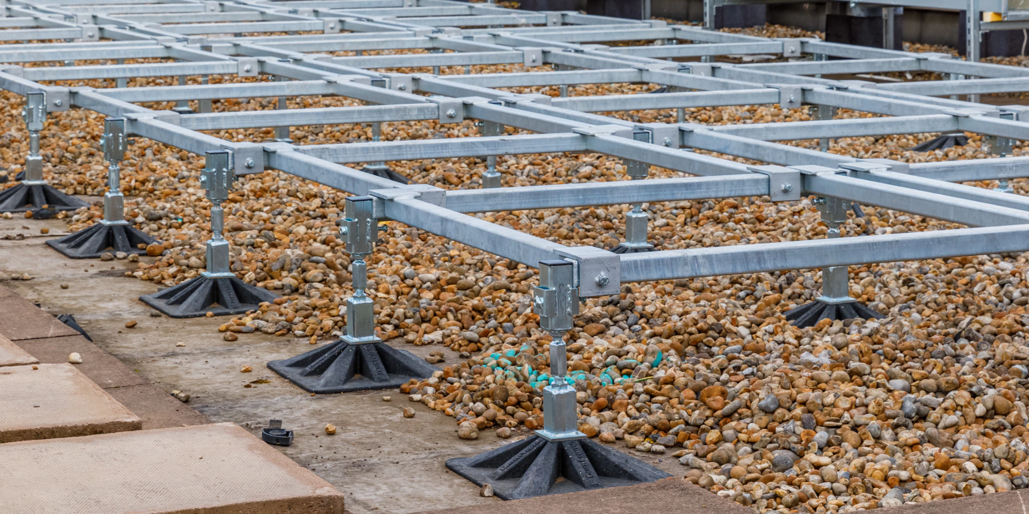 brymec duraframe modular rooftop support system installed on roof