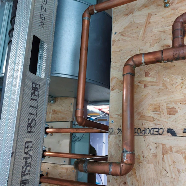 brymec copper end feed fittings and tubes installed