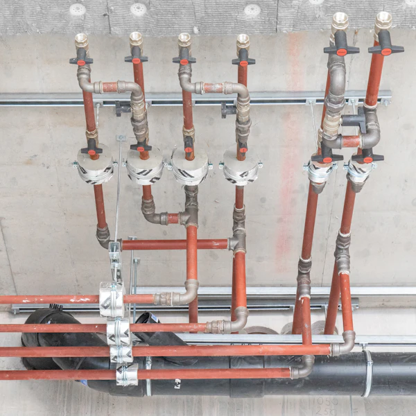 brymec malleable iron and threaded steel tube installed with insulation blocks