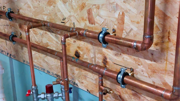 brymec copper end feed fittings and tubes installed