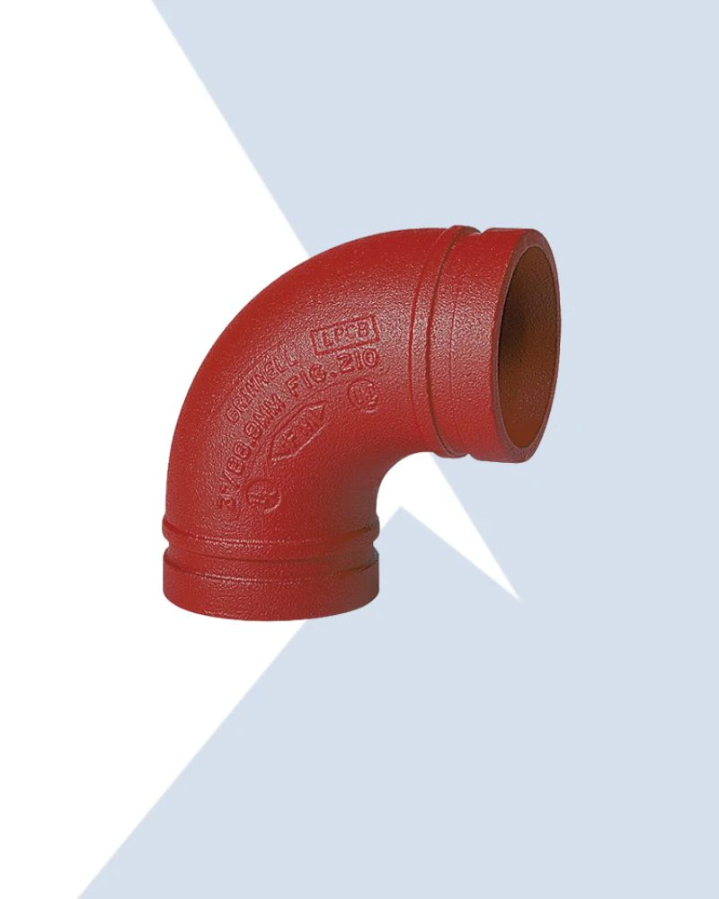 red grooved steel 90 degree bend