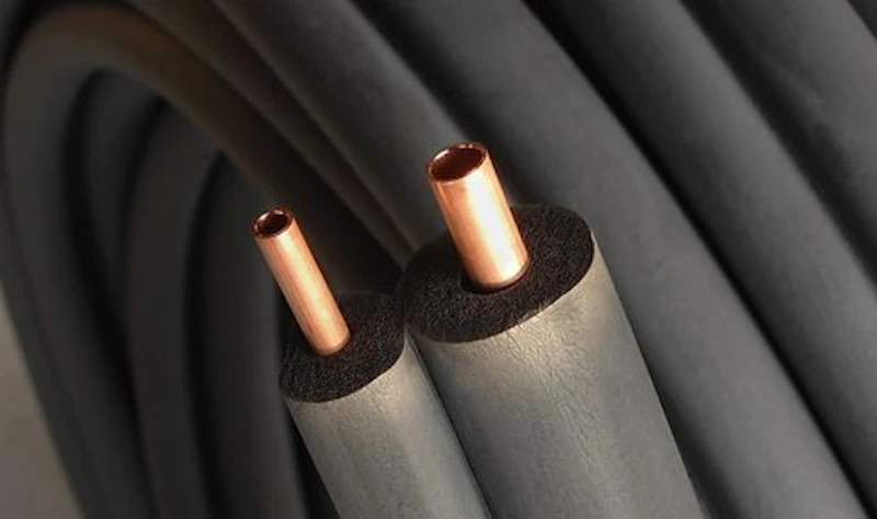 copper tube coil in black insulation