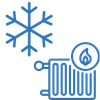 heating and chilled water icon in blue
