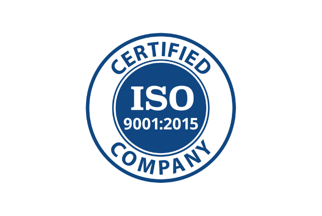 ISO9001 Certified business logo in blue
