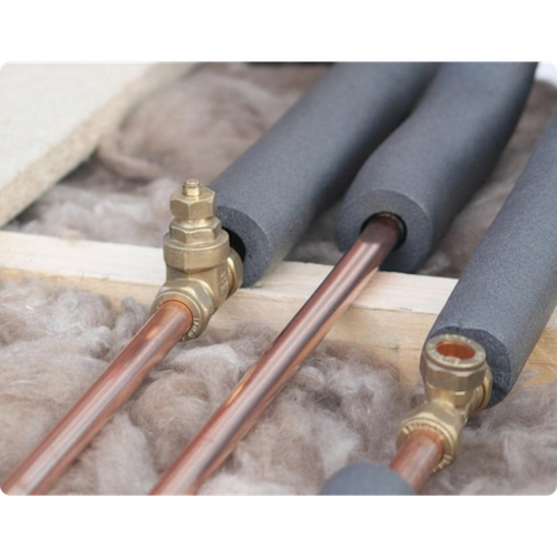 copper pipe covered with insulation
